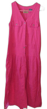 Liz Wear Dark Pink V-Neck Sleeveless Shirt Dress Vintage NWT Size Large